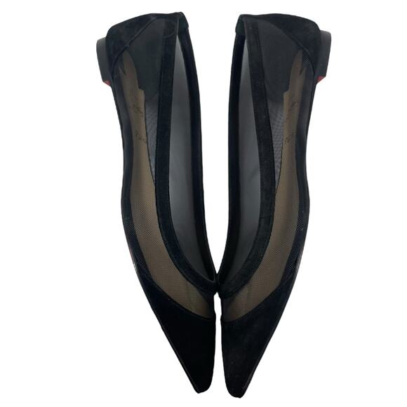 Christian Louboutin Galativi Suede Mesh Pointed Toe Flats Black Size 37 - Picture 8 of 13